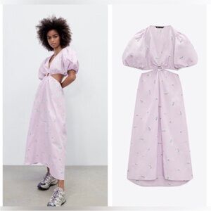 Single pc 🔥 Zara limited edition celeb style cotton embroidered midi dress